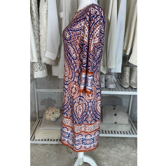 Suite 7 Women's Size 8 Navy & Orange Paisley Print Sheath Dress #0500 - Picture 2 of 10